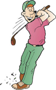 Male Golfer teeing off with his driver